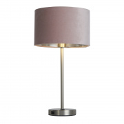 Finn Table Lamp - Satin Nickel, Light Grey Velvet Shade