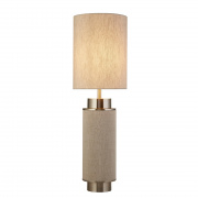 FLASK 1LT TABLE LAMP, DARK GREEN LINEN WITH ANTIQUE BRASS AND WHITE SHADE