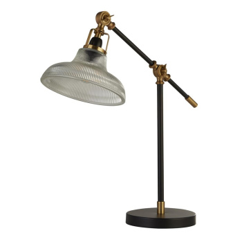 Svietidlá Searchlight - x Berwick Table Lamp - Black, Brass & Clear Ribbed Glass | KÓD: EU60020BK