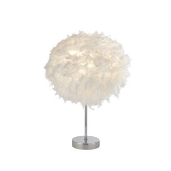 Svietidlá Searchlight - Hattie Table Lamp - White Feather & Chrome Metal | KÓD: EU60392CC