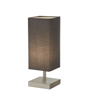Svietidlá Searchlight - Valley Table Lamp - Satin Silver Metal & Dark Grey Fabric | KÓD: EU60424SS
