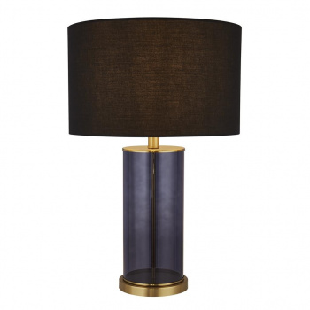 Svietidlá Searchlight - x Liberty Table Lamp- Blue Glass, Brass Metal & Black Fabric | KÓD: EU60715BL