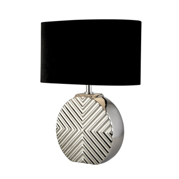Svietidlá Searchlight - Regen Table Lamp - Chrome Ceramic with Black Fabric Shade | KÓD: EU60804CC