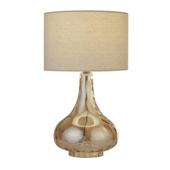 Svietidlá Searchlight - Torino Table Lamp - Amber Glass With Linen Shade | KÓD: EU60982