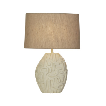 Svietidlá Searchlight - Adelaide 1Lt Table Lamp, Cream Resin with Oatmeal Linen Shad | KÓD: EU61520CR