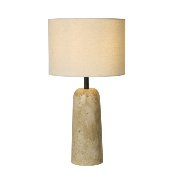 Svietidlá Searchlight - Agra Table Lamp -  Travertine effect & Fabric Shade | KÓD: EU62019