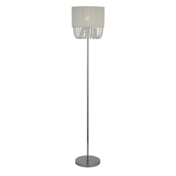 Svietidlá Searchlight - Bellano Floor Lamp -  Chrome Metal, White Fabric, Clear Acry | KÓD: EU62618CC