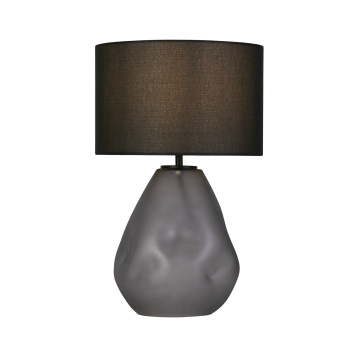 Svietidlá Searchlight - Devon 1Lt Table Lamp, Black  Punched Glass with Black Linen | KÓD: EU65420BK