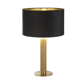 Svietidlá Searchlight - London Table Lamp - Knurled Brass & Black Velvet Shade | KÓD: EU65721BK