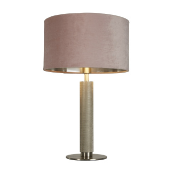 Svietidlá Searchlight - London Table Lamp- Knurled Satin Silver & Pink Velvet Shade | KÓD: EU65721PI