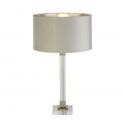 Scarborough Table Lamp-Crystal,Satin Nickel,Teal Velvet