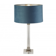 Scarborough Table Lamp-Crystal,Satin Nickel,Teal Velvet