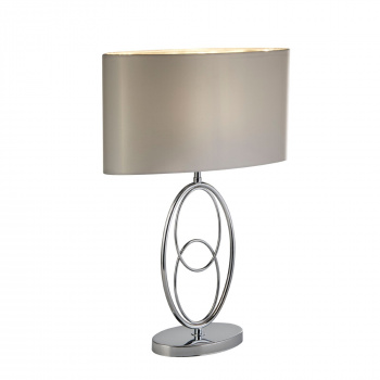 Svietidlá Searchlight - Loopy Table Lamp - Chrome Metal& Oval Silver Faux Silk Shade | KÓD: EU69041CC