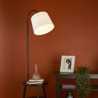 Ridge Shelf Floor Lamp - Black Metal, Wood & White Fabric - EU74730BK EU74730BK