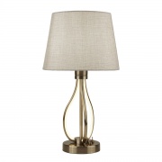 VEGAS LED TABLE LIGHT, ANTIQUE BRASS WITH OATMEAL SHADE