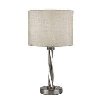 Vegas Table Lamp  - Satin Silver Metal & Ivory Hessian Shade - EU7564SS EU7564SS