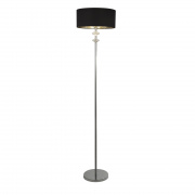 CHEVRON 1LT TABLE LAMP WITH GREY DRUM SHADE AND SMOKED RIBBED GLASS BASE