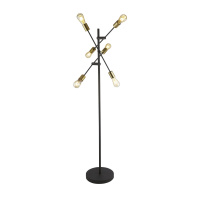 Armstrong  6Lt Floor Lamp - Black & Satin Brass Metal - EU8076-6BK EU8076-6BK