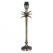 Palm Table Lamp - Antique Nickel & Teal Velvet Shade