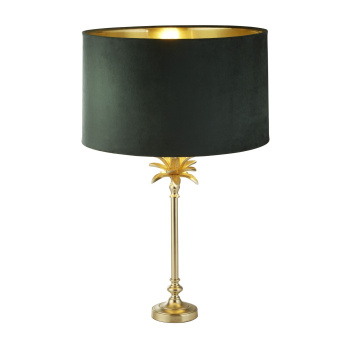 Svietidlá Searchlight - Palm Table Lamp - Satin Brass Metal & Green Velvet Shade | KÓD: EU81210GR