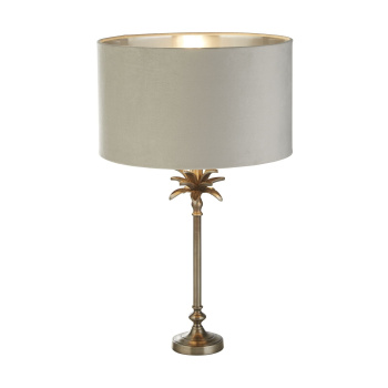 Svietidlá Searchlight - Palm Table Lamp - Antique Nickel Metal & Grey Velvet Shade | KÓD: EU81210GY