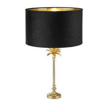 Svietidlá Searchlight - Palm Table Lamp - Satin Brass & Black Velvet Shade | KÓD: EU81212BK