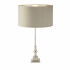 Whitby Table Lamp - Chrome Metal & Grey Velvet Shade