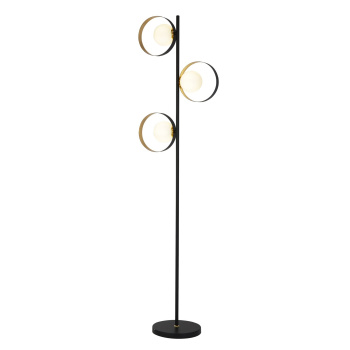 Svietidlá Searchlight - Orbital Floor Lamp - Black Metal, Gold Leaf & Opal Glass | KÓD: EU8143BGO