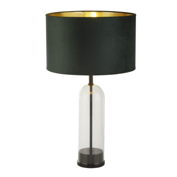 Svietidlá Searchlight - Oxford Table Lamp-Glass, Black Metal, Marble & Green Velvet | KÓD: EU81711GR