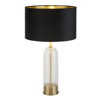 Svietidlá Searchlight - Oxford Table Lamp - Glass, Brass Metal & Black Velvet Shade | KÓD: EU81712BK