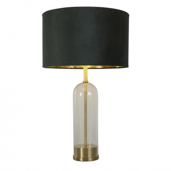 Svietidlá Searchlight - Oxford Table Lamp - Glass, Brass Metal & Green Velvet Shade | KÓD: EU81712GR