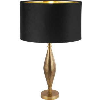 Svietidlá Searchlight - Rye Table Lamp - Antique Brass Metal & Black Velvet Shade | KÓD: EU84631BK