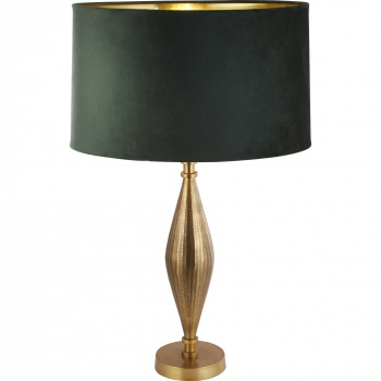 Svietidlá Searchlight - Rye Table Lamp - Antique Brass Metal & Green Velvet Shade | KÓD: EU84631GR