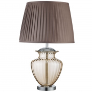 GREYSON TABLE LAMP AMBER GLASS URN/WITH BROWN PLEATED TAPERED SHADE