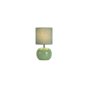 Svietidlá Searchlight - Fete 1Lt Table Lamp, Green Glass with Linen Shade | KÓD: EU85474GR