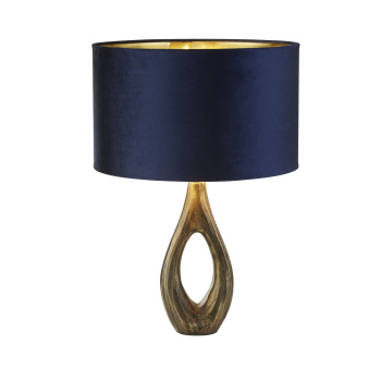 Svietidlá Searchlight - Bucklow Table Lamp- Antique Brass Metal & Navy Velvet Shade | KÓD: EU86531AZ