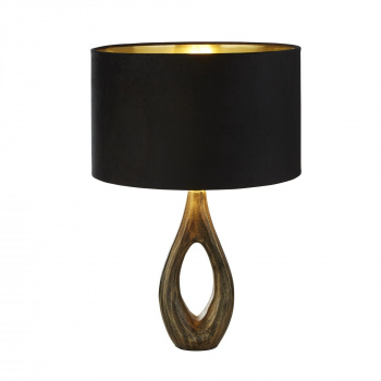 Svietidlá Searchlight - Bucklow Table Lamp- Antique Brass Metal & Black Velvet Shade | KÓD: EU86531BK