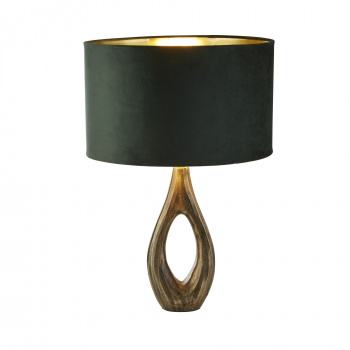 Svietidlá Searchlight - Bucklow Table Lamp- Antique Brass Metal & Green Velvet Shade | KÓD: EU86531GR