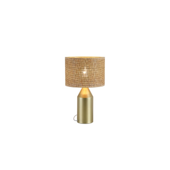 Svietidlá Searchlight - Pheobe 1Lt Table Lamp, Gold Metal with Rattan Shade | KÓD: EU89745GO