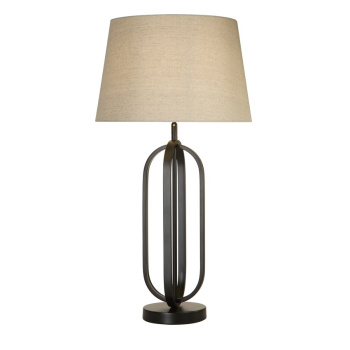 Svietidlá Searchlight - Chic Table Lamp - Black Metal with Natural Shade | KÓD: EU91101NA