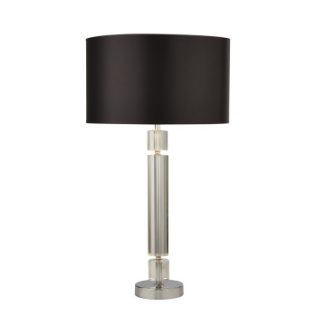 Svietidlá Searchlight - Kylie Table Lamp - Chrome Metal, Clear Glass & Black Shade | KÓD: EU9387CC
