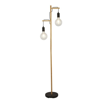 Svietidlá Searchlight - Woody  2Lt Floor Lamp  - Natural Wood & Black Metal | KÓD: EU95041-2BR